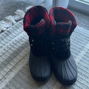 Bearpaw, Buffalo Plaid, Wool, Black Boots